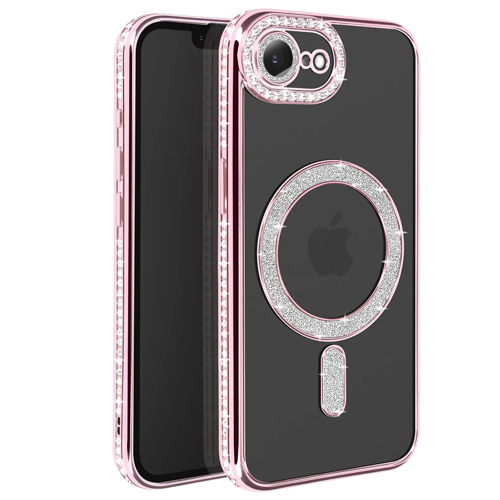 Magnetic Magsafe Glitter Case - iPhone 7/8/SE 2020/2022/2023 - Roze - Draadloos Oplaadbare Case