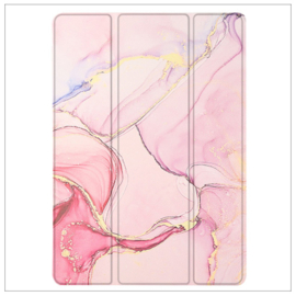 Printed Silicone Smart Cover Samsung Galaxy Tab A9+ - Marmer Roze