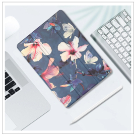 Printed Silicone Smart Cover Samsung Galaxy Tab A9+ - Marmer Bloemen