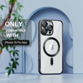 Magnetic Magsafe Case - iPhone 16 Pro Max - Zwart - Draadloos Oplaadbare Case