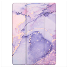 Printed Silicone Smart Cover Samsung Galaxy Tab A9+ - Marmer Paars