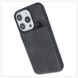 CaseMania Suede Card Holder Case - iPhone 15 Pro Max - Zwart