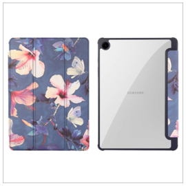 Printed Silicone Smart Cover Samsung Galaxy Tab A9+ - Marmer Bloemen