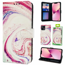 Samsung S23 Plus - Bookcase Print - Marmer Rood Wit