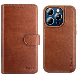 Lavann Leather Book Case 2 in 1 - iPhone 15 Pro Max - Bruin