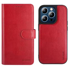 Lavann Leather Book Case 2 in 1 - iPhone 15 Pro Max - Rood