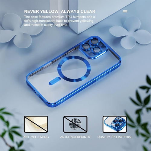iPhone 15 Pro Max - MagSafe - Blauw - Draadloos oplaadbare Back Cover