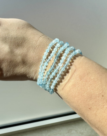 Aquamarijn armband 4mm facet geslepen.