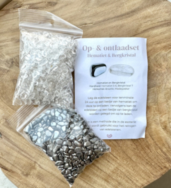 Op & Ontlaadset Hematiet en Bergkristal.