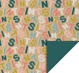 Cadeaupapier | Sint letters - Goud