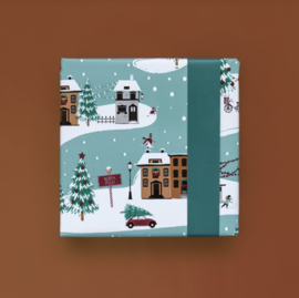 Cadeaupapier | X-mas landscape - blue