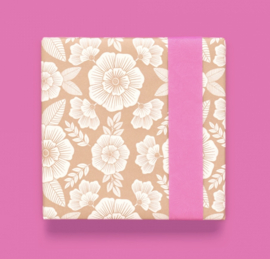 Cadeaupapier | Flowers Taupe - pink