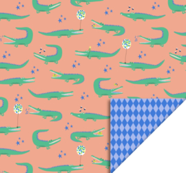 Crocodile | Salmon - Harlequin Blue