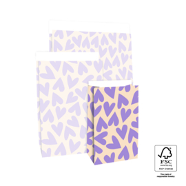Blokbodemzak | Hearts - lilac/beige