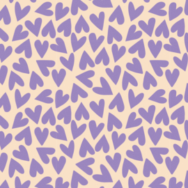 Blokbodemzak | Hearts - lilac/beige