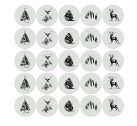 Stickers | Signature Christmas - Salie/zwart