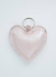 Sleutelhanger hart kroko parelmoer roze
