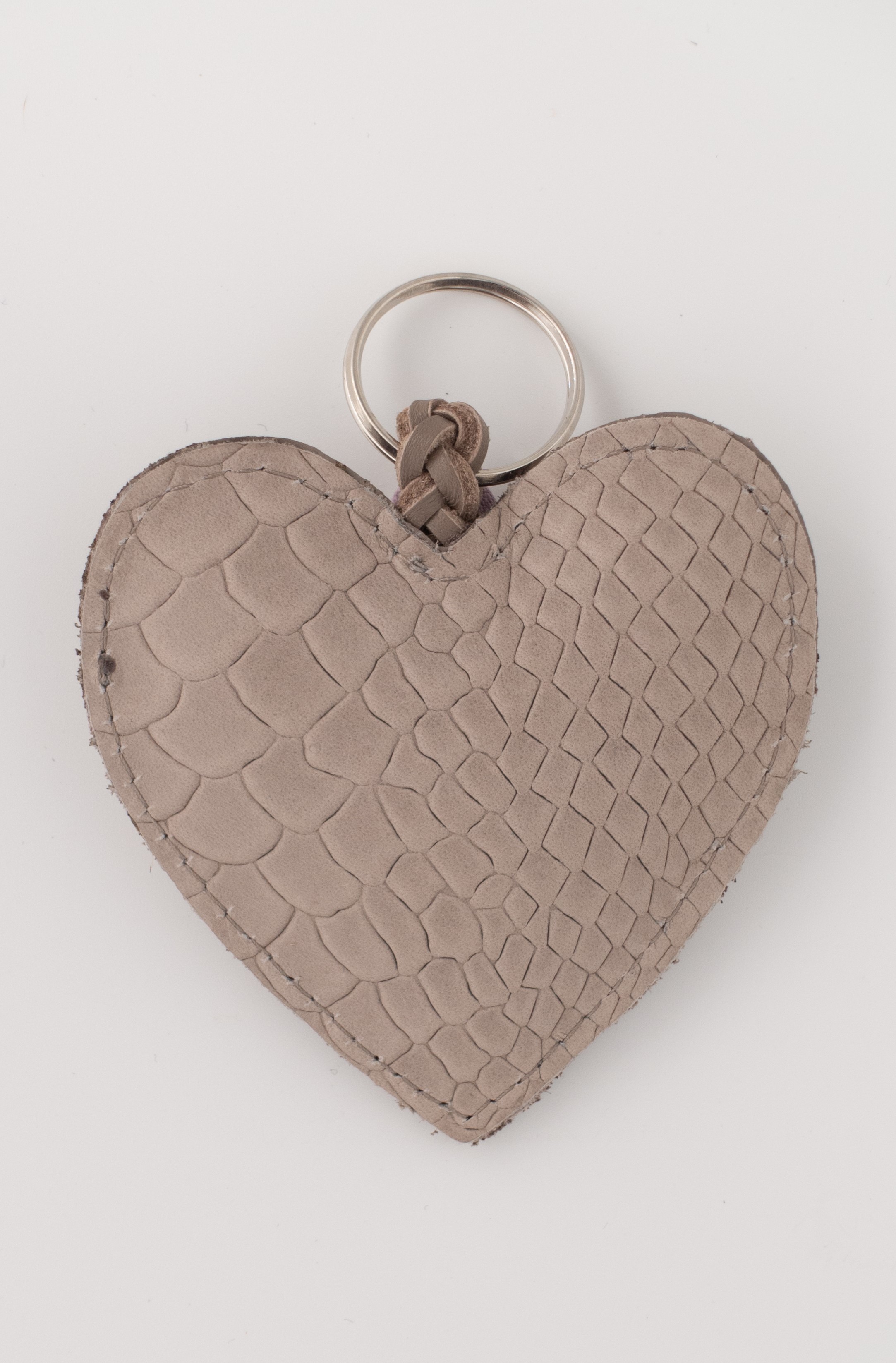 Sleutelhanger hart kroko grey