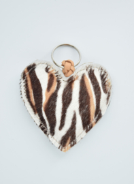Sleutelhanger hart zebra bruin
