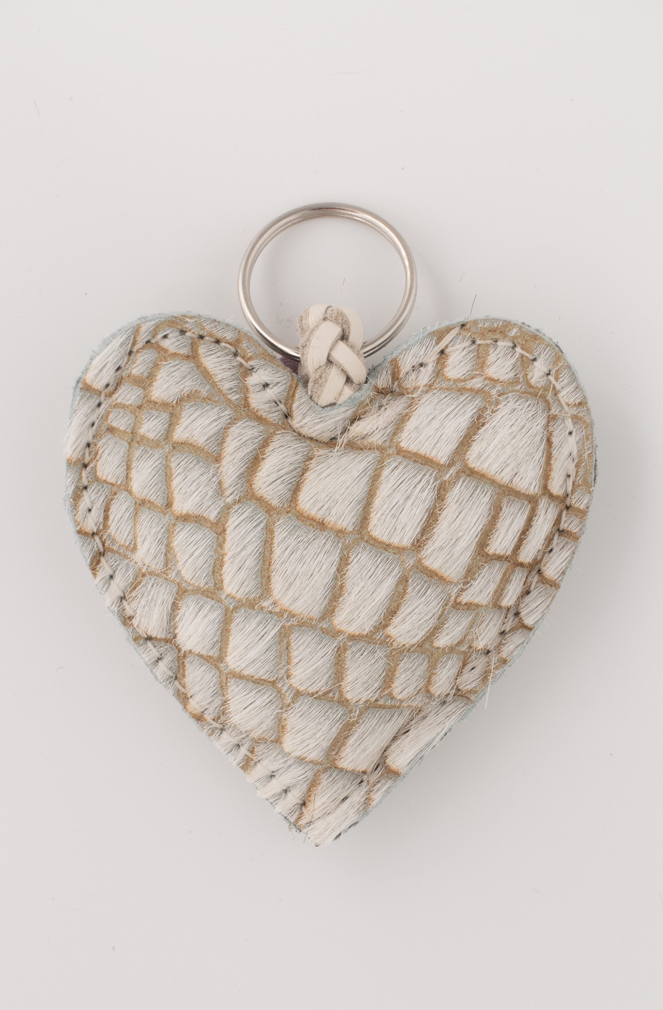 Sleutelhanger hart kroko white creme