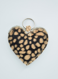Sleutelhanger hart baby cheetah (zwart/bruin)