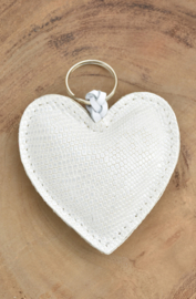 Sleutelhanger hart baby kroko wit