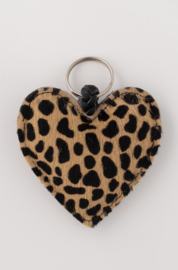 Sleutelhanger hart baby cheetah (bruin/zwart)