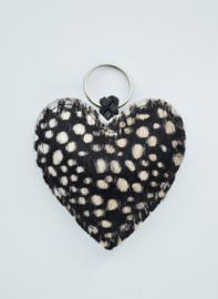 Sleutelhanger hart baby cheetah zwart/wit