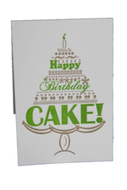 Verjaardagskaart | Happy birthday cake | goud/ groen
