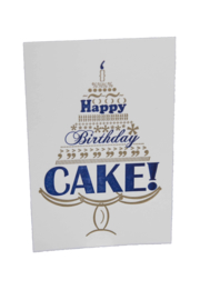 Verjaardagskaart | Happy birthday cake | goud/marine