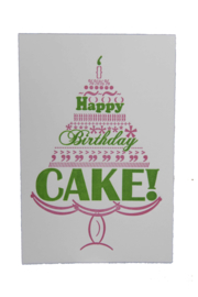 Verjaardagskaart | Happy birthday cake | roze/groen