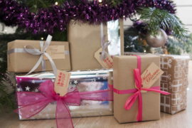 Kerst labels | Merry Christmas | neon roze