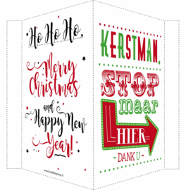 Kerstbord/raambord | Kerstman + Merry Christmas & Happy New Year | rood/groen /zwart vanaf