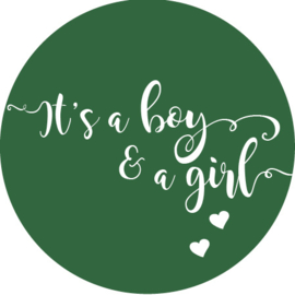 Geboorte sluitzegels | Tweeling | It’s a boy & girl | donkergroen