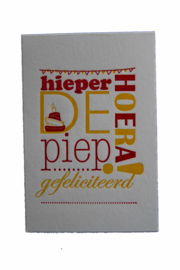 Verjaardagskaart | Hieperdepiep hoera! | geel/rood