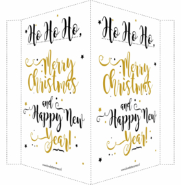 Kerstbord/raambord | Merry Christmas & Happy New Year |  goud/zwart vanaf