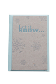 Kerstkaart | Let it snow | 500 gram grijsbord | rood