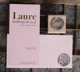 Geboortekaartje | letterpress  | 10 x 20 cm | Folie druk | 'Laure roze' vanaf