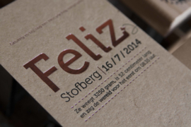 Geboortekaartje | letterpress  | 10 x 20 cm | Folie druk | 'Feliz Kraft' vanaf