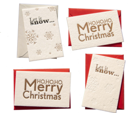 Kerstkaart hip | Let is snow & Merry Christmas set  | goud