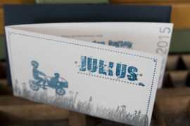 Geboortekaartje | letterpress  | 8 x 20 cm | 4 drukgangen | 'Bakfiets Julius' vanaf