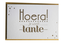 Kaart zwanger | Hoera, je wordt tante! | goud