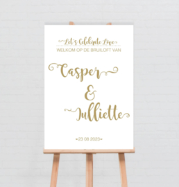 Welkomstbord bruiloft  | handlettering chique 'Casper & Juliette"