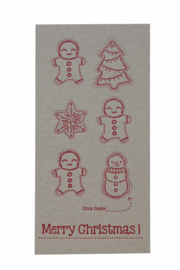 Kerstkaart | SET 4 stuks | Cut & create ‘Merry christmas’ | 600 gram kraft | rood