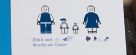 Geboortekaartje | letterpress  | 10 x 20 cm | Folie druk | 'Legostijl Pepijn' vanaf