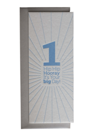 Verjaardagskaart | Hip Hip Hooray 1 jaar | blauw