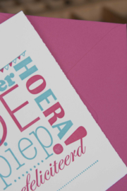 Verjaardagskaart | Hieperdepiep hoera! | roze/aqua