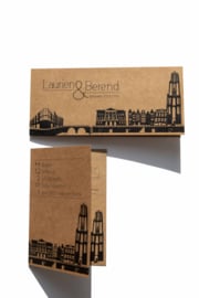 Trouwkaart | letterpress   |  8 x 20 cm | 1 kleur  | 'Skyline Utrecht' vanaf