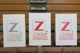 Kaart zwanger | Z is voor zwanger | zilver