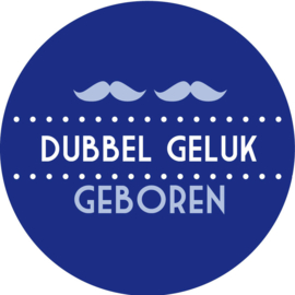 Geboorte sluitzegels | Tweeling | Snorren dubbel geluk | marine blauw